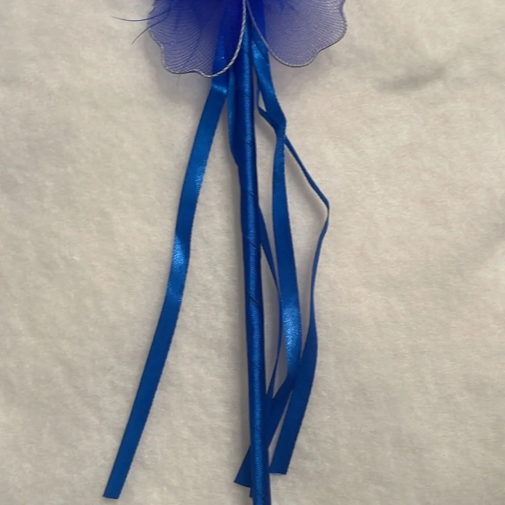 Blue butterfly Fairy Wand Party Favors with Maribou and ribbons set of 20